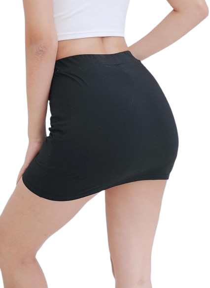 Stretchy Skirt With Built In Shorts (Solid Black or White Color)(Pre Shrunk)