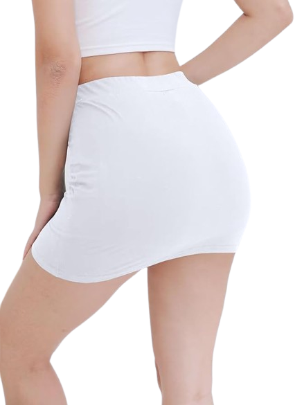 Stretchy Skirt With Built In Shorts (Solid Black or White Color)(Pre Shrunk)